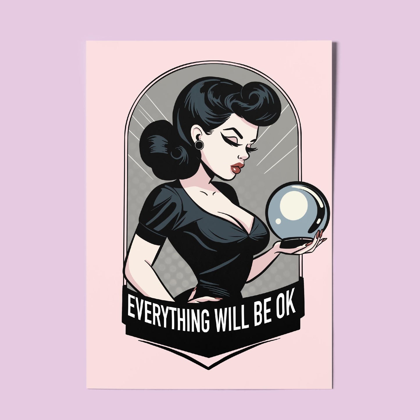 Fortune teller Pinup A4 Art Print “Everything will be OK” – Alt Vintage Pinup Wall Art