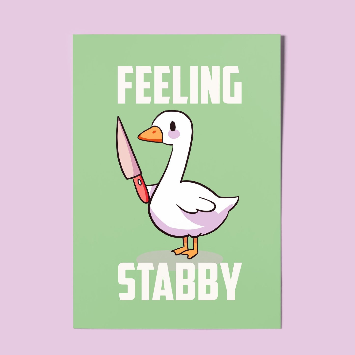 Kawaii Goose Illustration A4 Art Print “feeling stabby” – Stabby Goose Wall Art