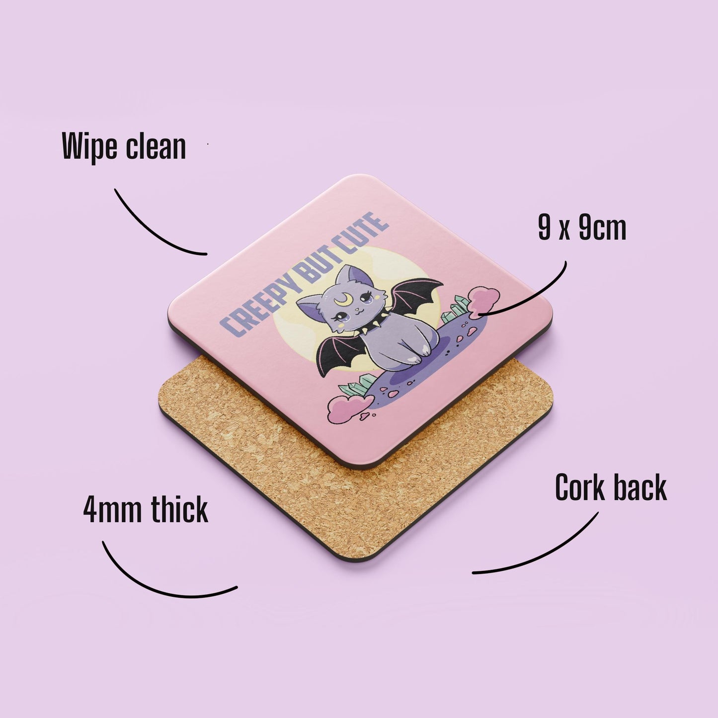 Creepy But Cute Purple Cat Coaster – Perfectly Spooky and Stylish