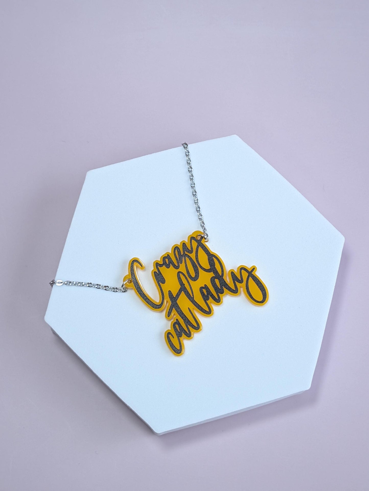 Crazy Cat Lady necklace - Laser cut acrylic necklace - Purr-fectly Quirky Statement Jewellery