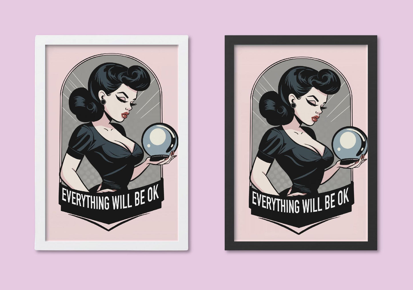 Fortune teller Pinup A4 Art Print “Everything will be OK” – Alt Vintage Pinup Wall Art