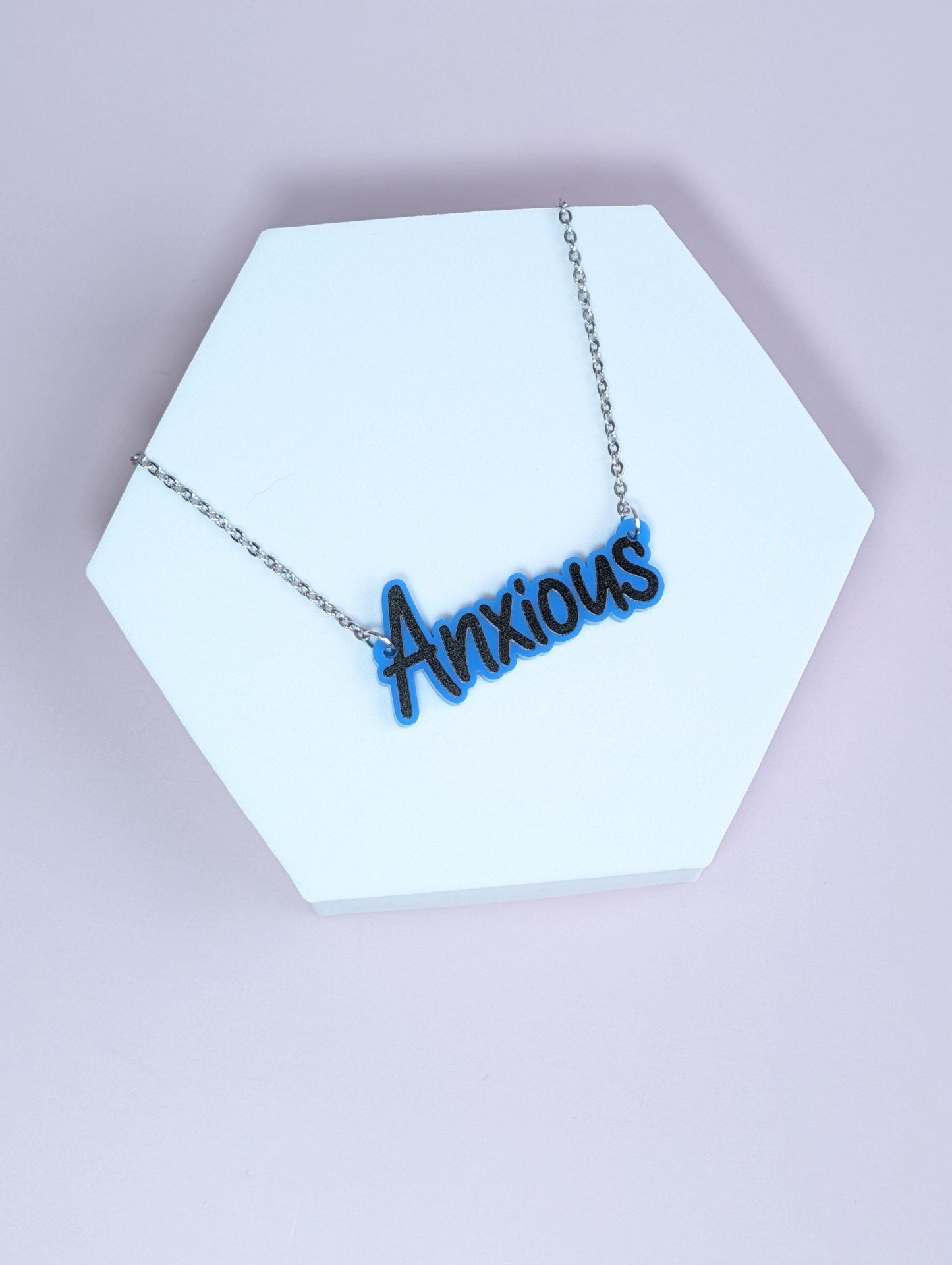 Anxious necklace - Laser cut acrylic anxiety necklace - sweary fun