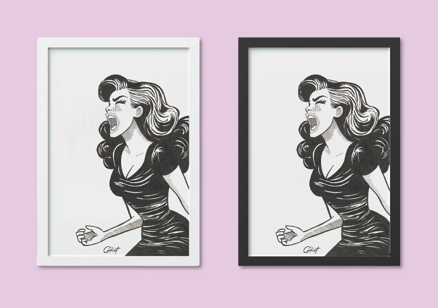 "Female Rage" – A4 Hand Drawn Pen and Ink Art Print | Bold Illustration of Feminine Fury and Power