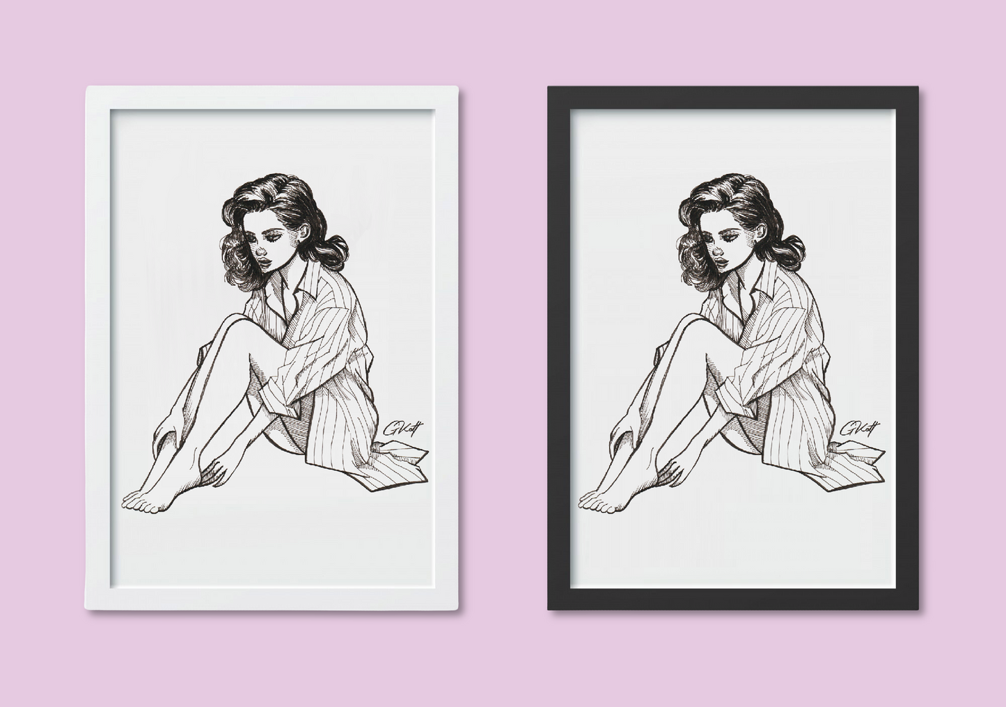 Pause - A4 Pen and Ink Art Print | Emotive Illustration of Overwhelm and Stillness | Hand Drawn Pen and Ink Illustration