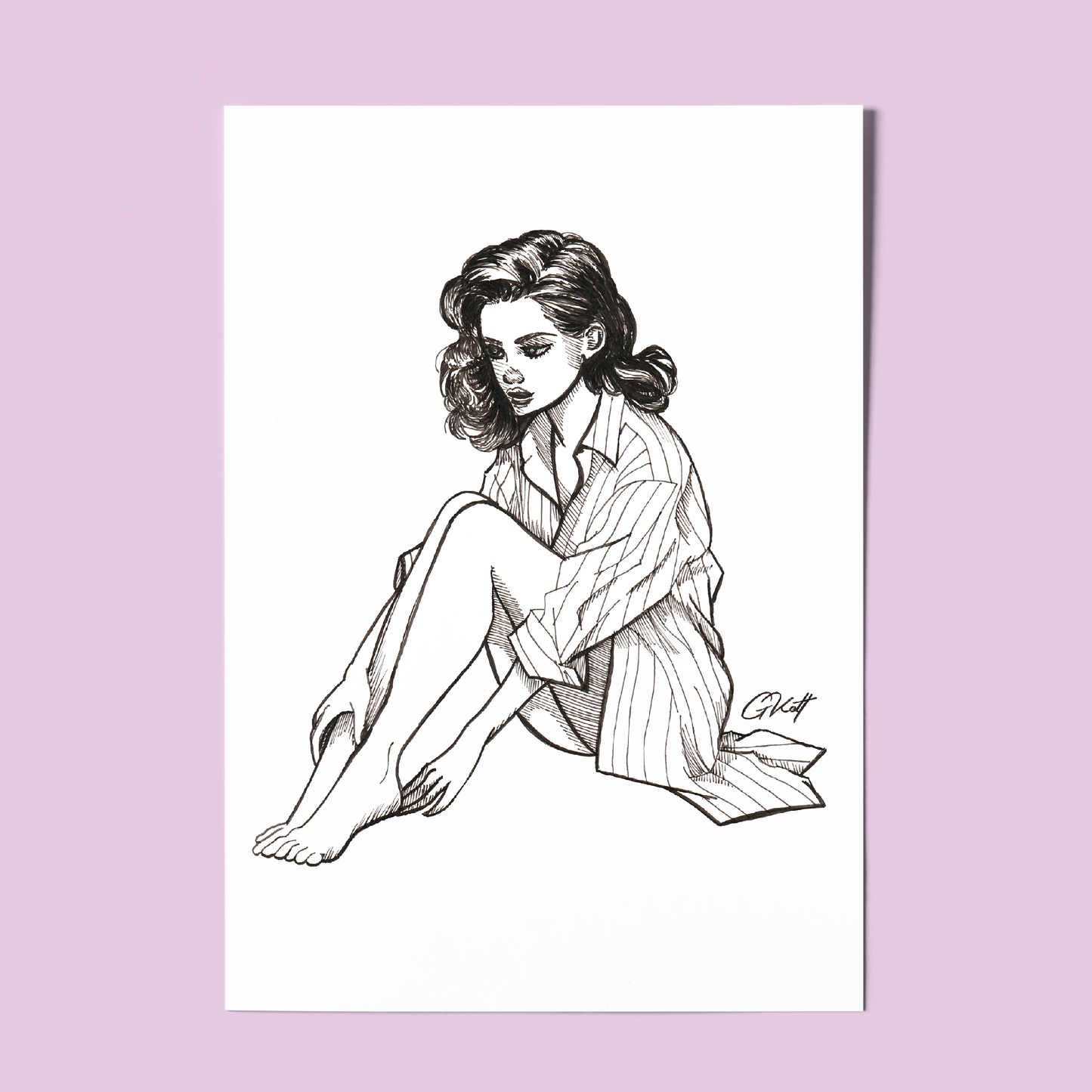 Pause - A4 Pen and Ink Art Print | Emotive Illustration of Overwhelm and Stillness | Hand Drawn Pen and Ink Illustration