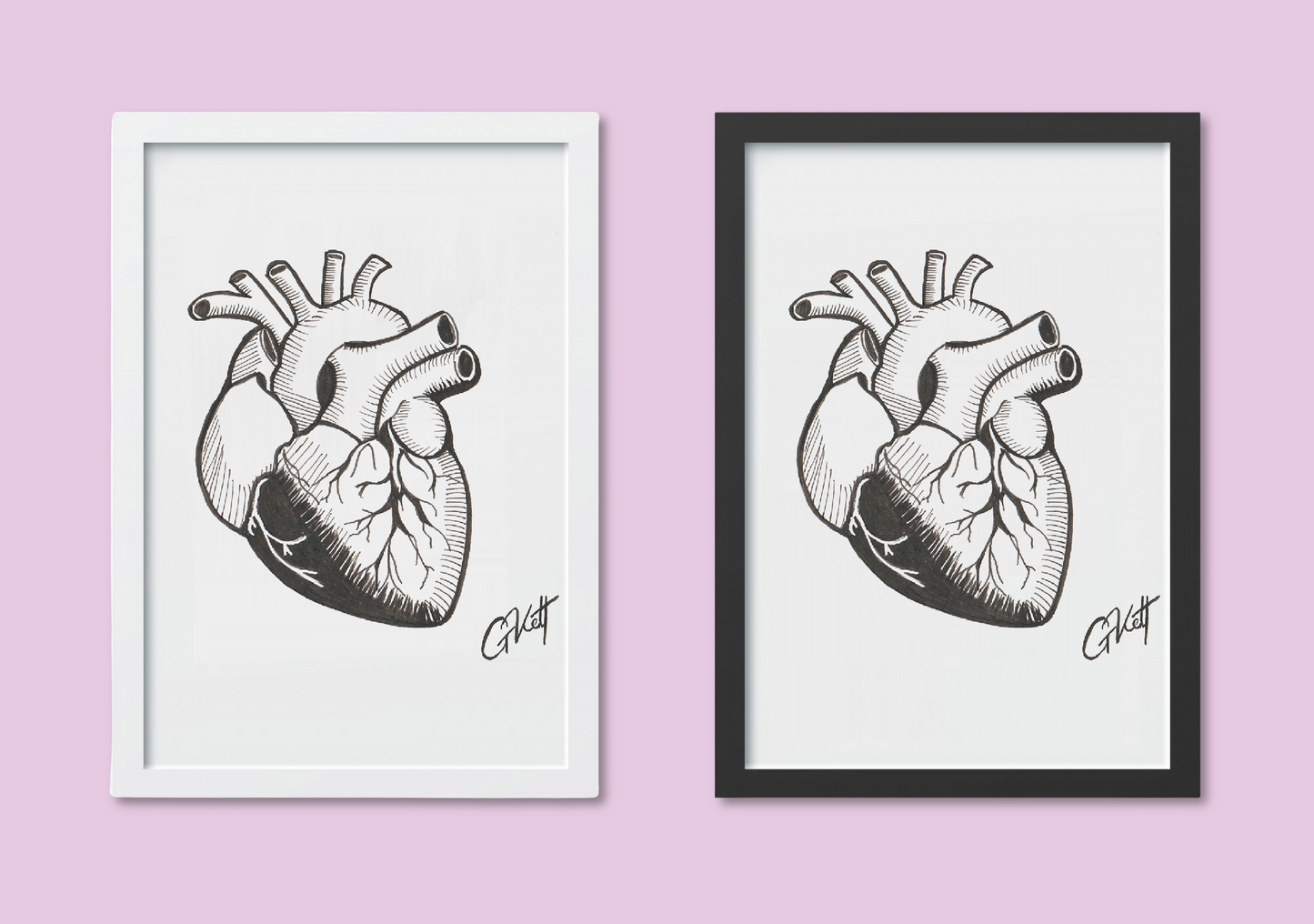 Anatomical Heart A4 Art Print – Hand Drawn Pen and Ink Illustration with Whimsical, Emotive Detail