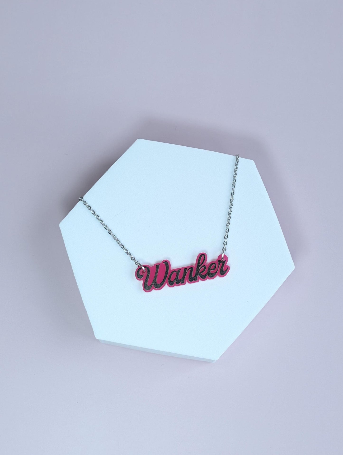 Wanker necklace - Laser cut acrylic profanity necklace - sweary fun