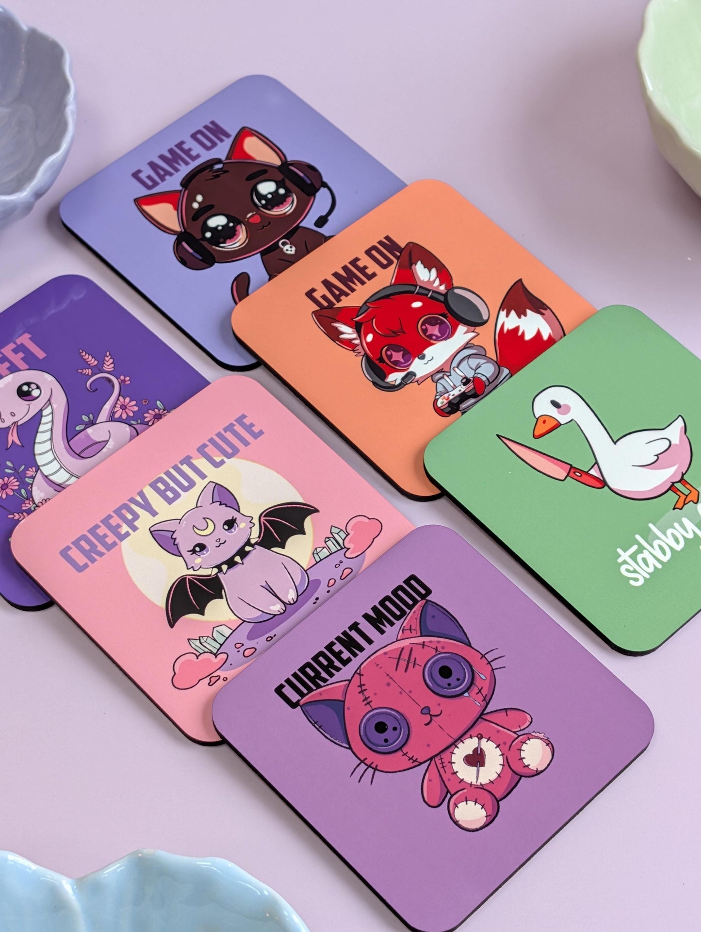 Game On Chibi Black Cat Gamer Coaster – The Purr-fect Gaming Accessory