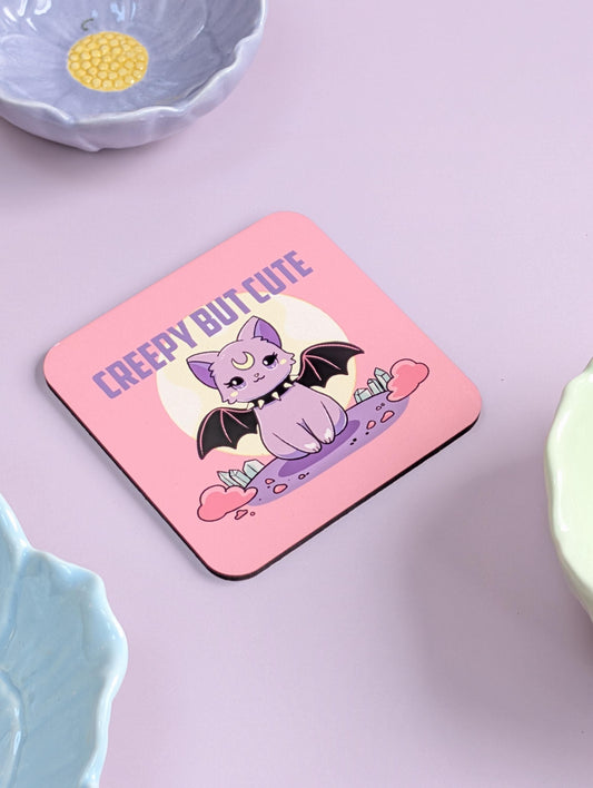 Creepy But Cute Purple Cat Coaster – Perfectly Spooky and Stylish