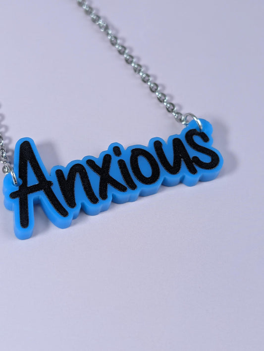 Anxious necklace - Laser cut acrylic anxiety necklace - sweary fun