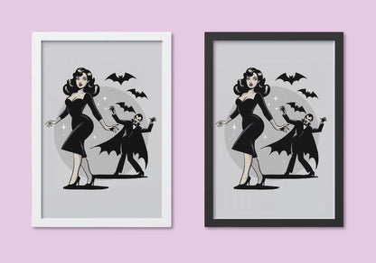 B-Movie Pinup A4 Art Print “Vampire Stalker” – Alt Vintage Pinup Wall Art