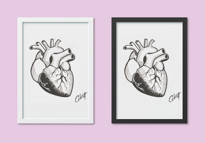 Anatomical Heart A4 Art Print – Hand Drawn Pen and Ink Illustration with Whimsical, Emotive Detail