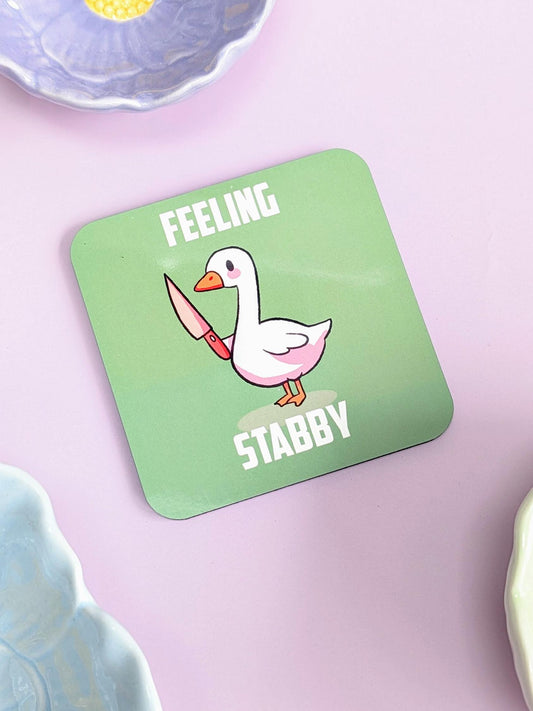 Feeling Stabby Goose Coaster – Cute But Slightly Unhinged Drink Coaster