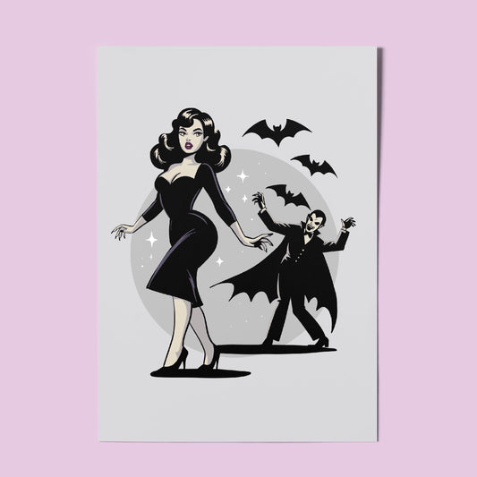 B-Movie Pinup A4 Art Print “Vampire Stalker” – Alt Vintage Pinup Wall Art